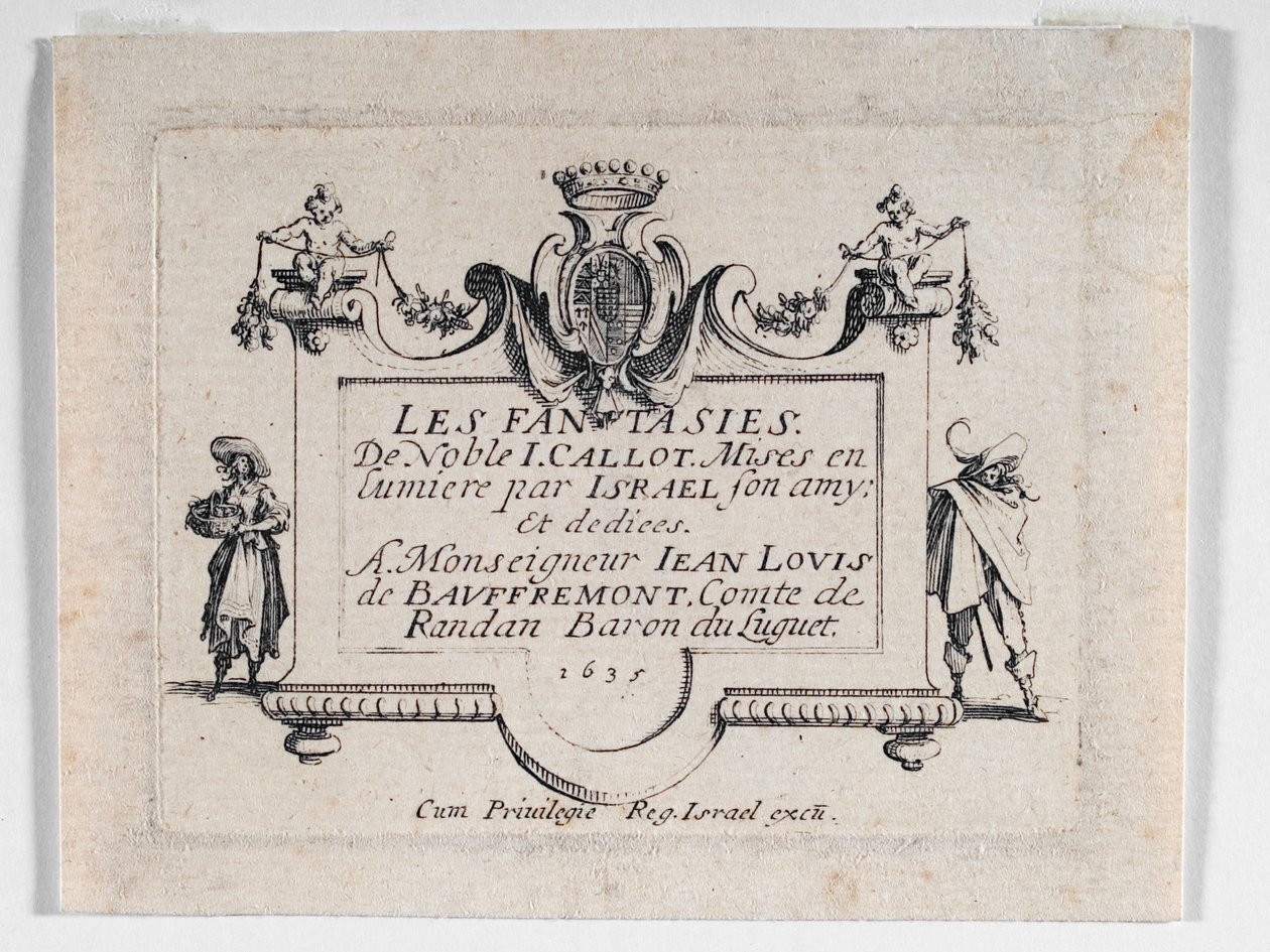 A Les Fantaisies ... címlapja (metszet) alkotó: Jacques Callot