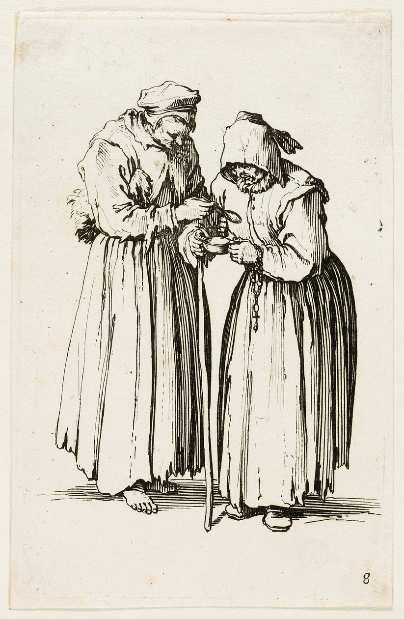Two Women Beggars, nyolcas tányér a The Beggars-től alkotó: Jacques Callot