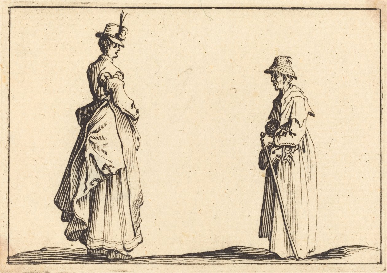Két nő profilban, c. 1617. alkotó: Jacques Callot