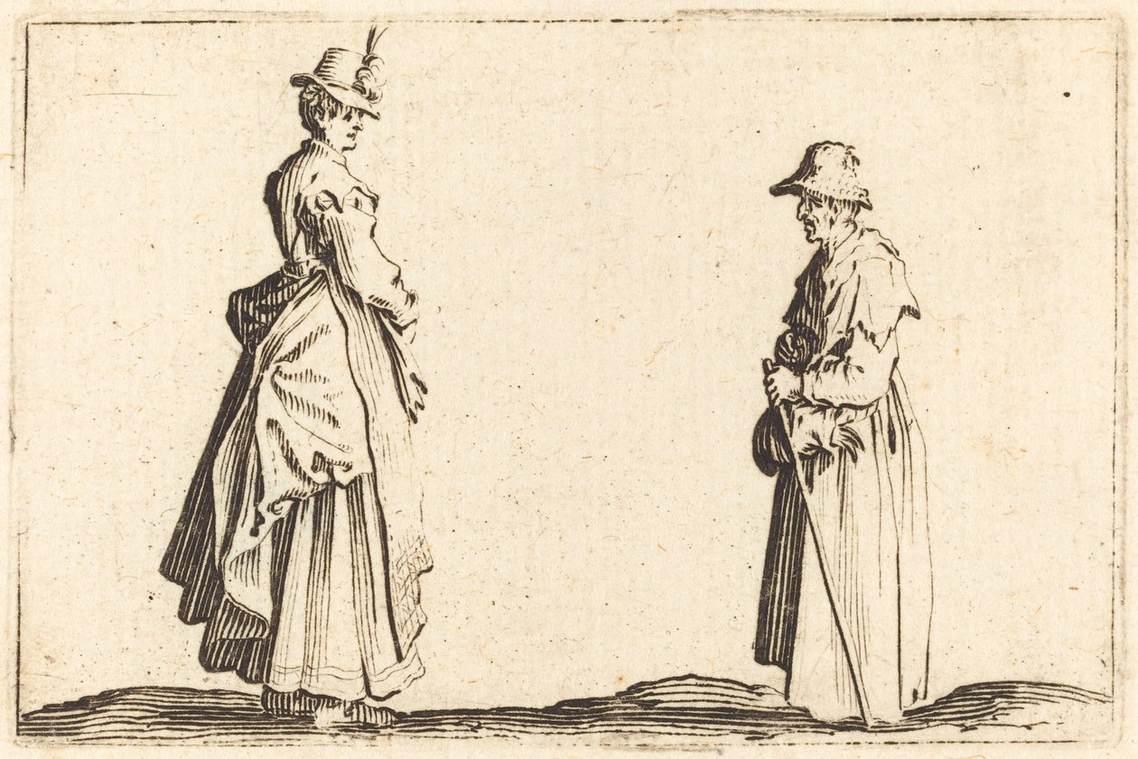 Két nő profilban, c. 1622. alkotó: Jacques Callot