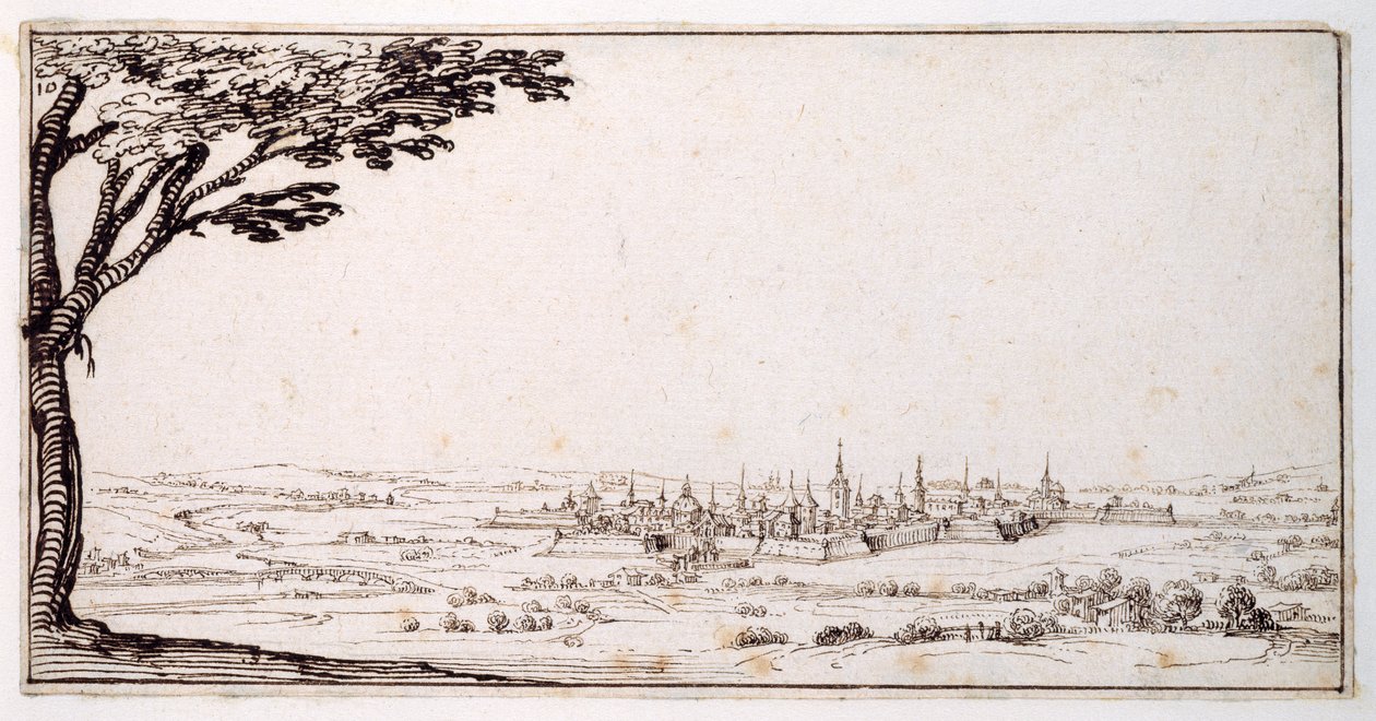 Nancy képe (toll és barna tinta papíron) alkotó: Jacques Callot