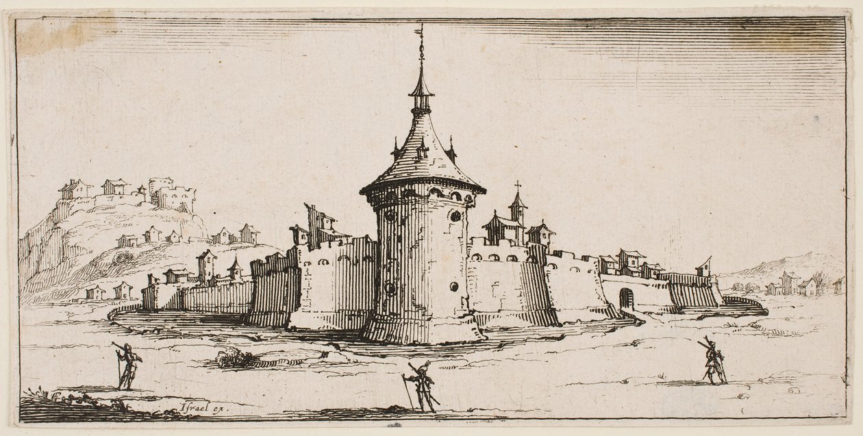 Erődített falu látképe alkotó: Jacques Callot