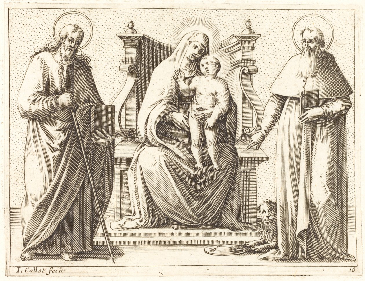 Szűz és gyermek Szent Jakabbal és Jeromossal alkotó: Jacques Callot
