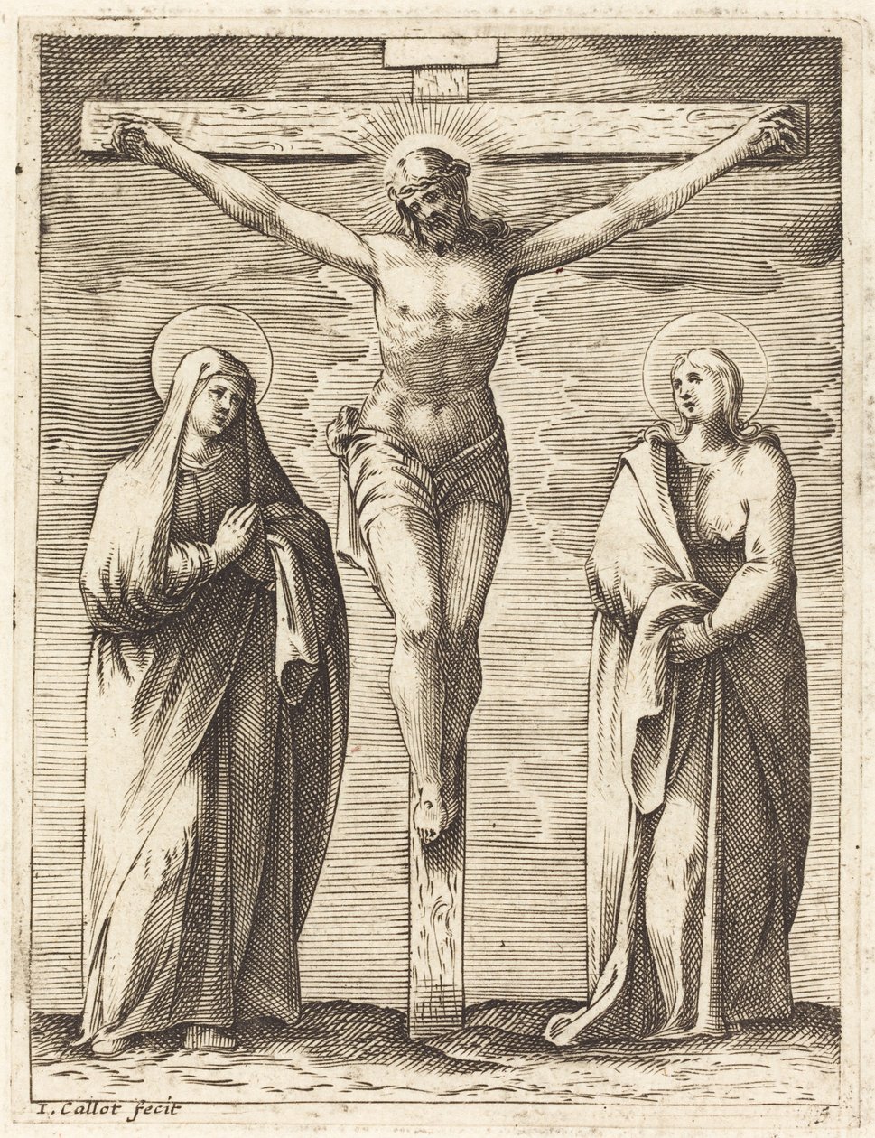 A Szűz és Szent János a kereszt lábánál alkotó: Jacques Callot