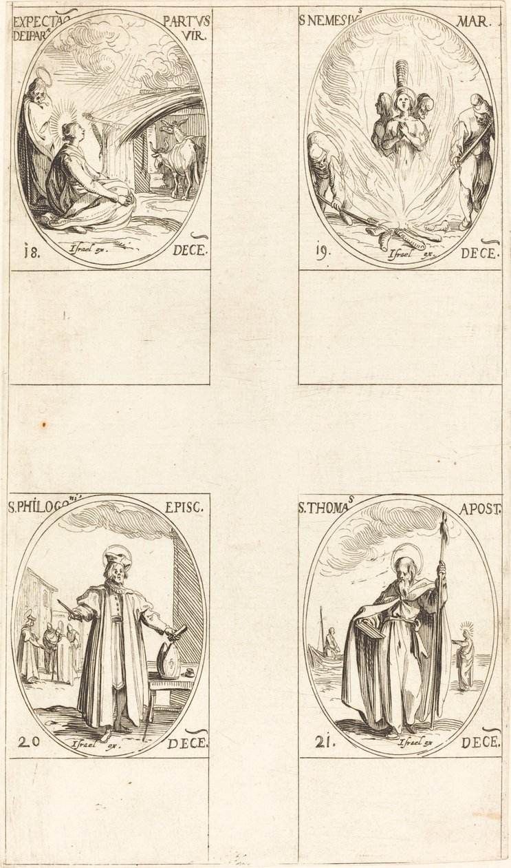 Várjuk a Szűz születését; Szent Nemezius; Szent Filogonius; Szent Tamás alkotó: Jacques Callot