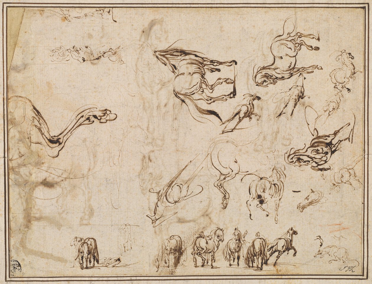 Lovatanulmányok [verso] alkotó: Jacques Callot after Antonio Tempesta