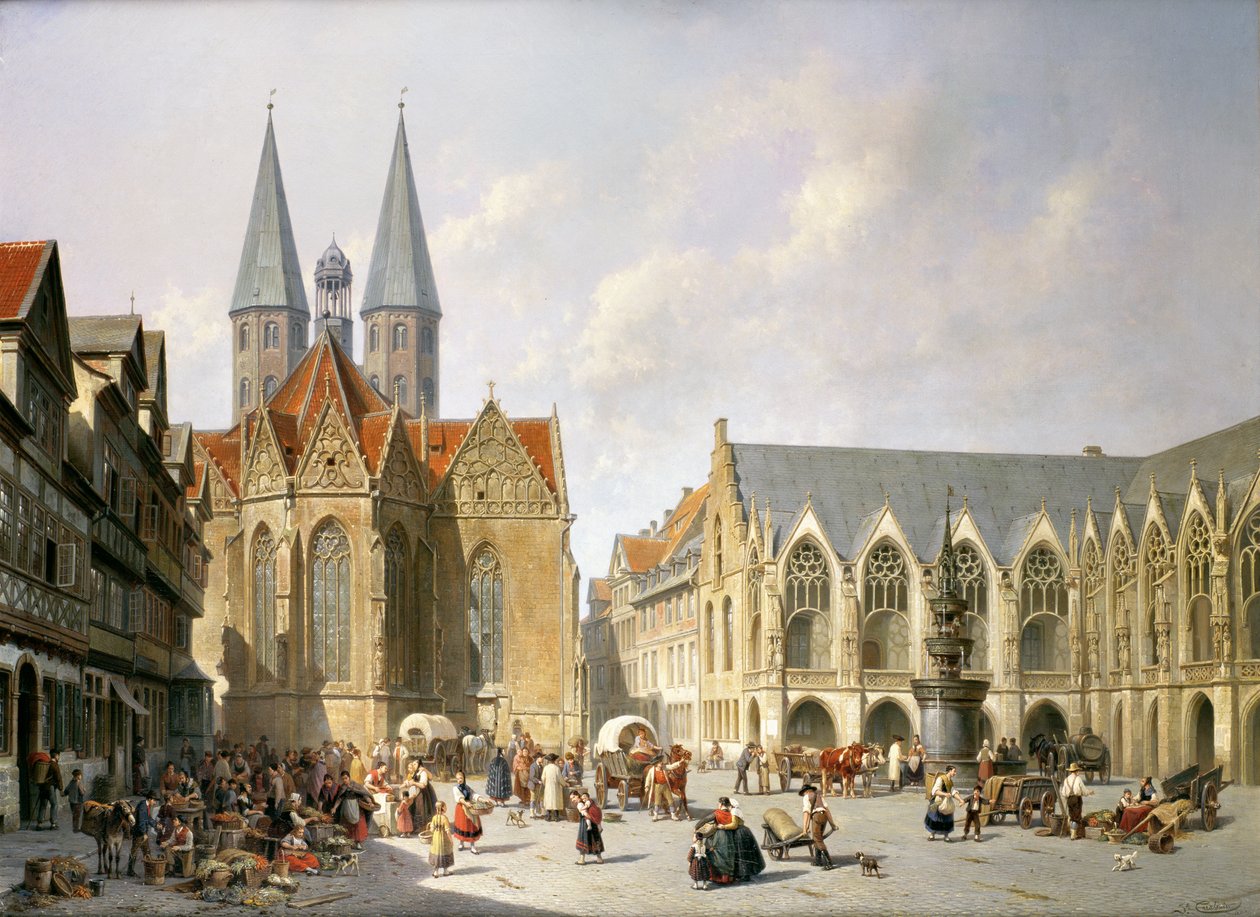 Az óvárosi piactér, Brunswick, 1890 alkotó: Jacques Carabain