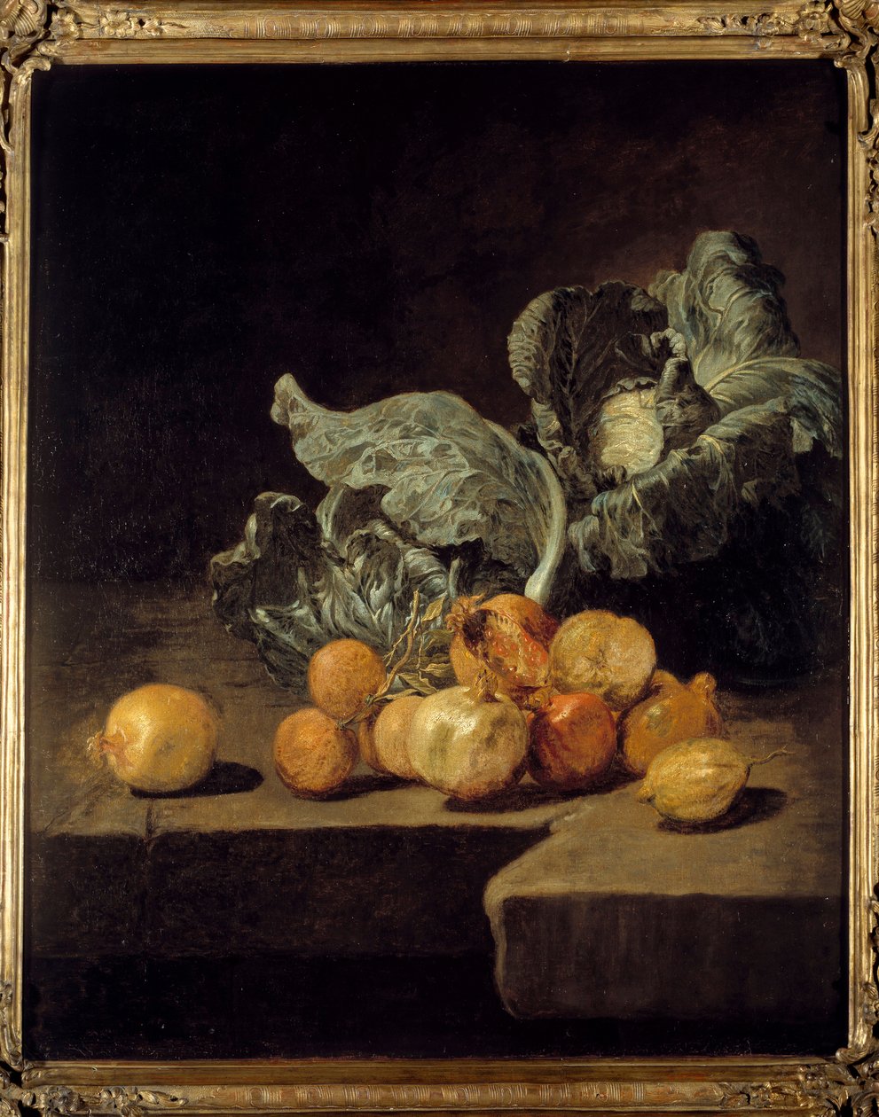 Csendélet, káposzta és hagyma Jacques Charles Oudry festménye (1720-1778) alkotó: Jacques Charles Oudry