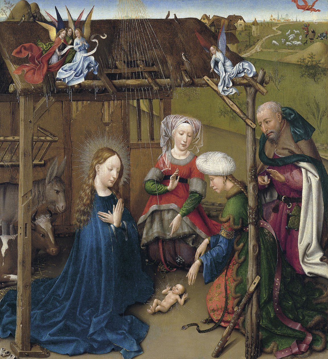 Születés, 1435 körül alkotó: Jacques Daret