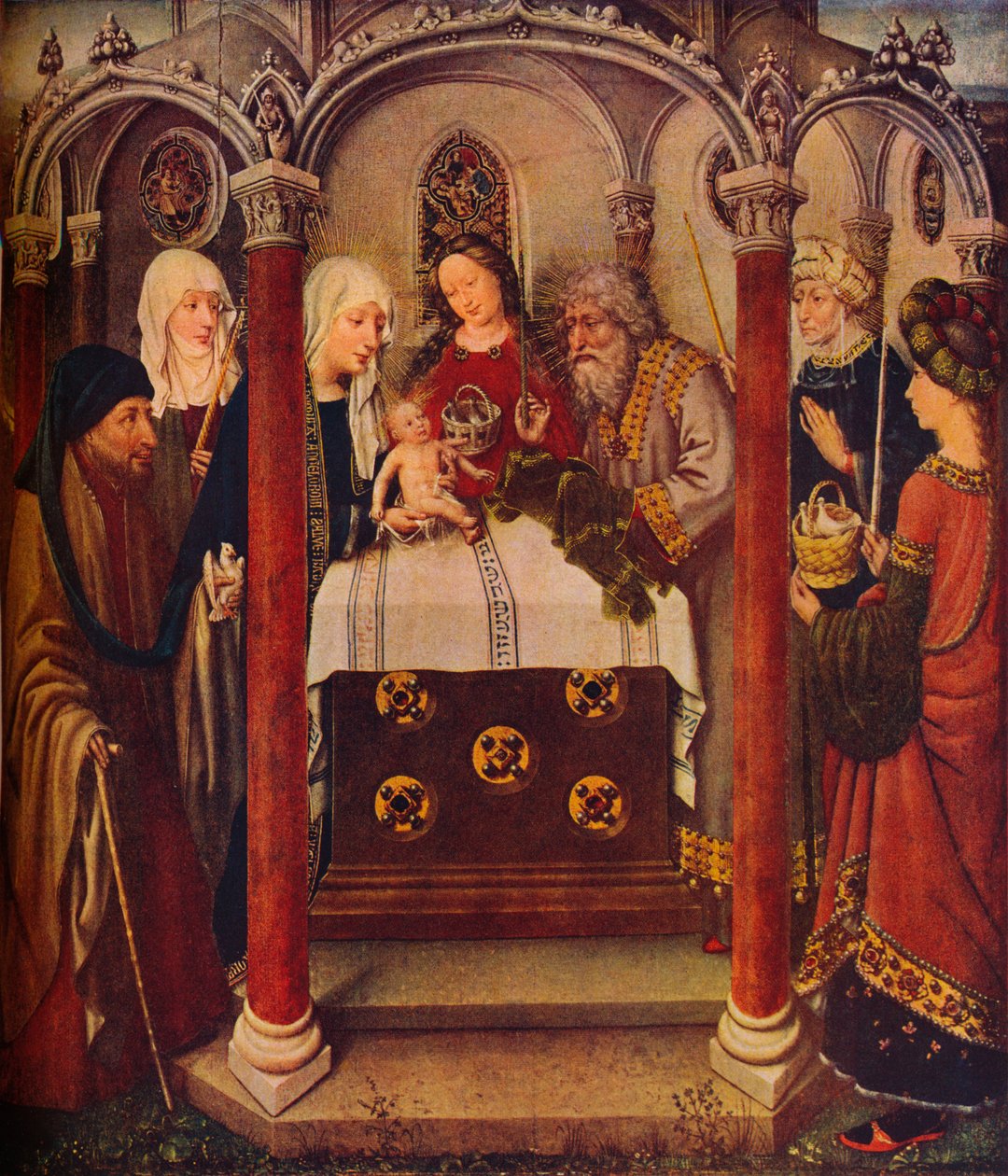„Krisztus bemutatása a templomban: oltárkép”, 1434 alkotó: Jacques Daret