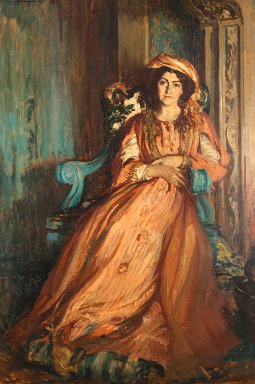 Mabel Dodge Luhan portréja 1879-1962 a Villa Curonia Firenze mellett, 1911. alkotó: Jacques Emile Blanche