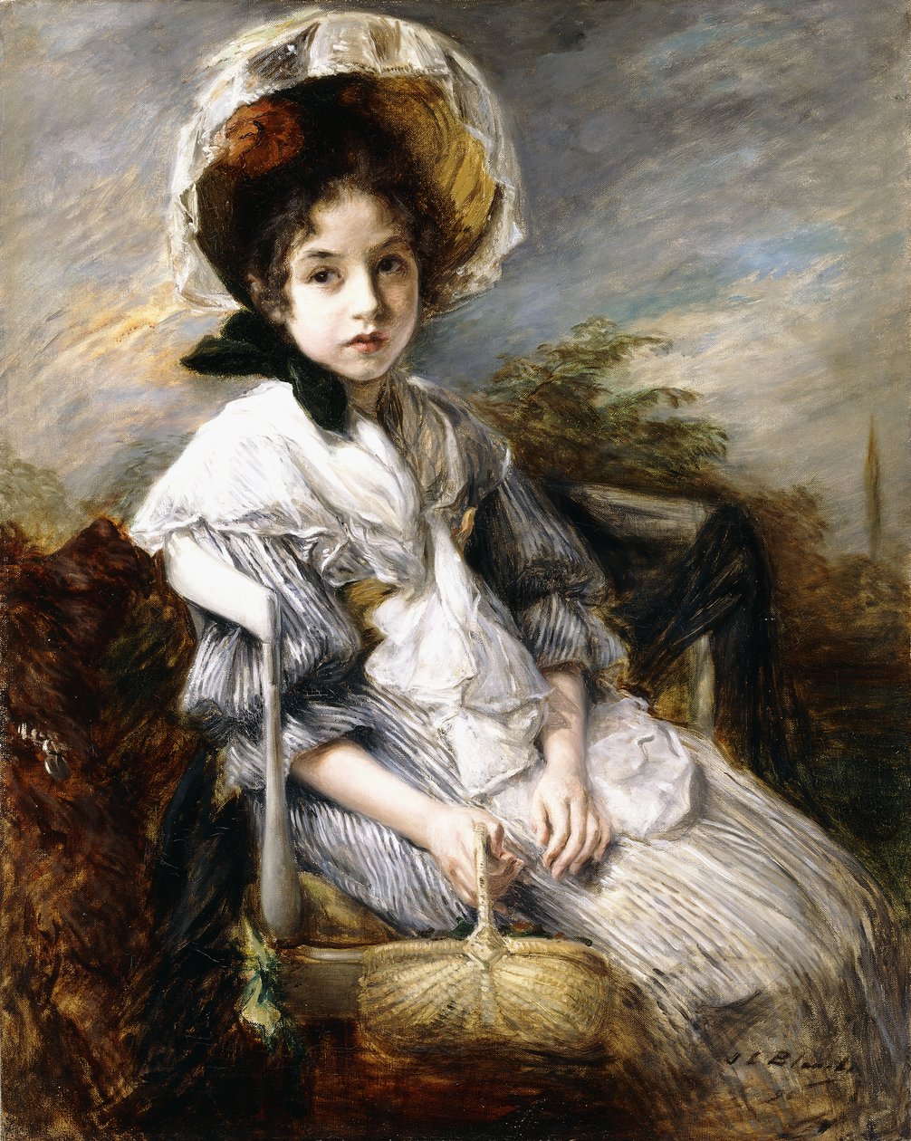Tájban ülő fiatal lány portréja, alkotó: Jacques Emile Blanche