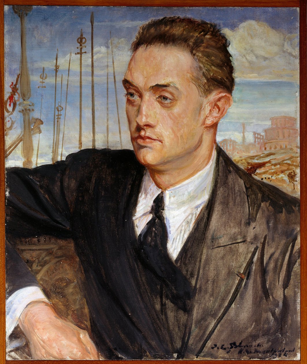 Henri de Montherlant francia író portréja (1896-1972) Jacques Emile (Jacques-Emile) Blanche (1861-1942) festménye 1924 V. 0,54x0,45 m Rouen, Szépművészeti Múzeum alkotó: Jacques Emile Blanche
