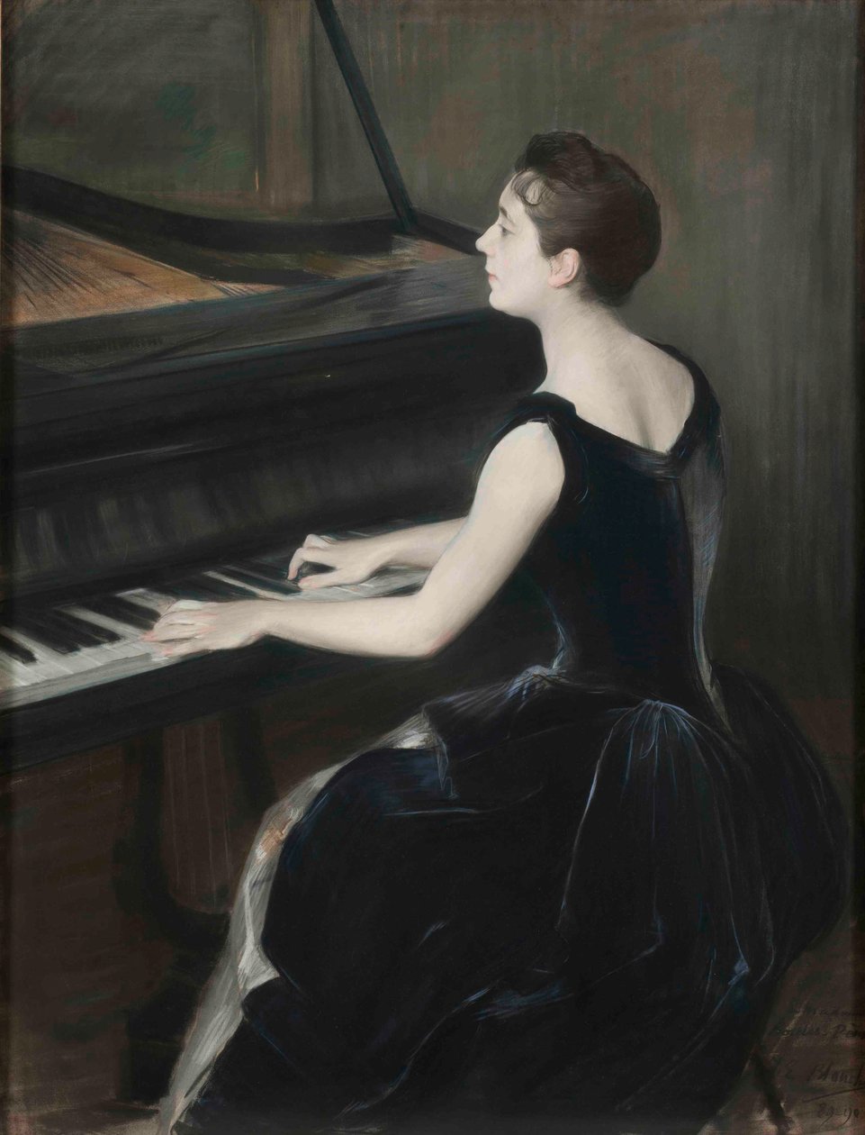 Léontine Bordes-Pène zongoraművész portréja 1858-1924, 1889-1890. alkotó: Jacques Emile Blanche