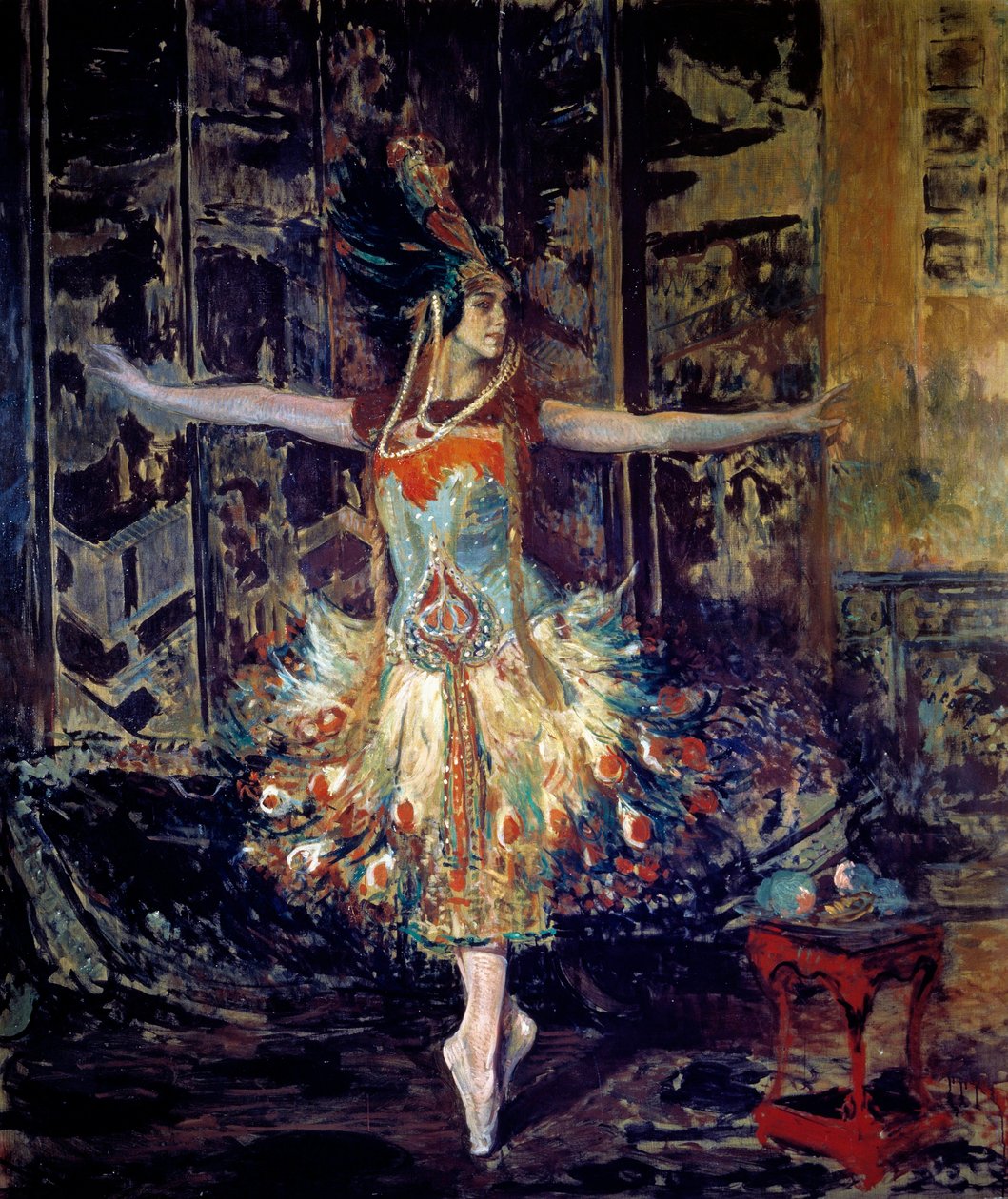 Tamara Karsavina orosz táncosnő (1885-1978) Igor Stravinsky (Sztravinszkij) által komponált „Tűzmadár” című balettben alkotó: Jacques Emile Blanche
