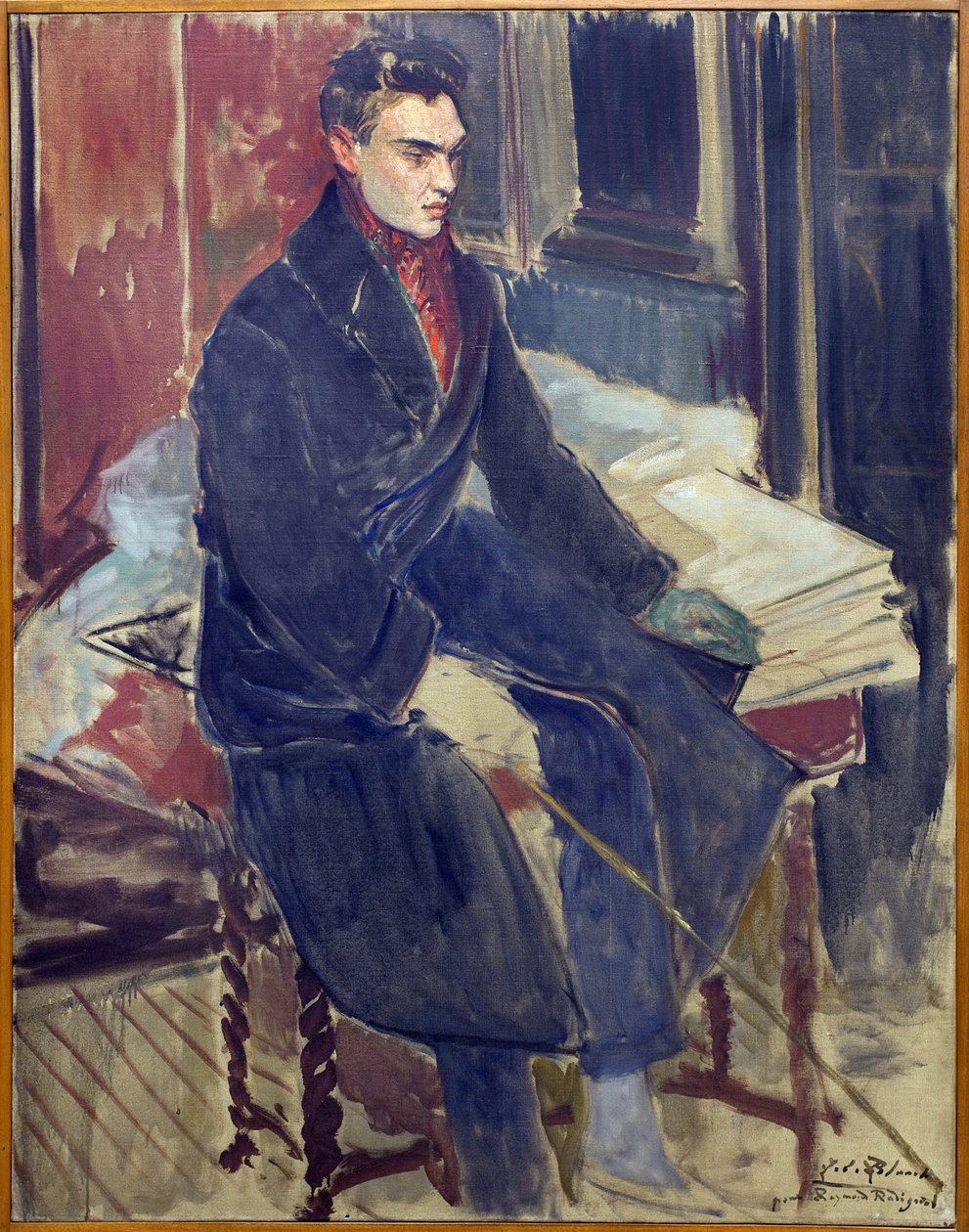 Raymond Radiguet (1903-1923) tanulmánya a lábbeli portréhoz. Jacques Emile Blanche (1861-1942) festménye, olaj, vászon, XX. századi francia művészet. Musee des Beaux Arts de Rouen. alkotó: Jacques Emile Blanche