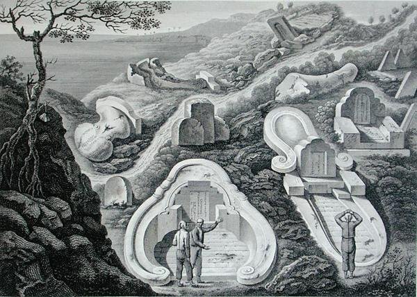 Kilátás a kínai temetőre, Coupang közelében, Timorban, a „Voyage Autour du Monde sur les Corvettes de L