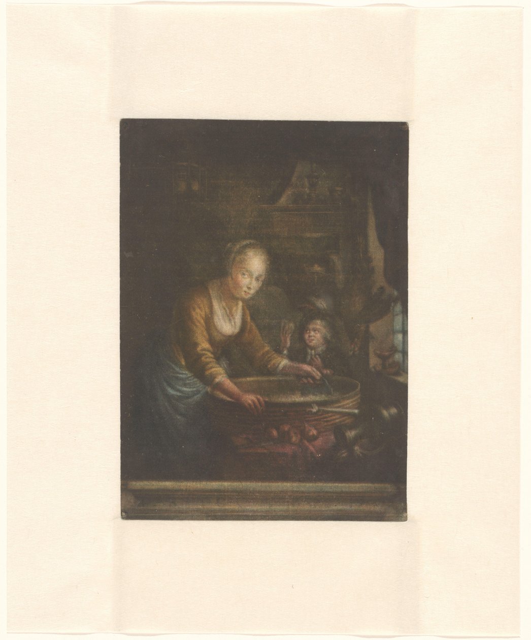 Fiatal nő aprítás hagymát alkotó: Jacques Fabien Gautier Dagoty (attributed to)