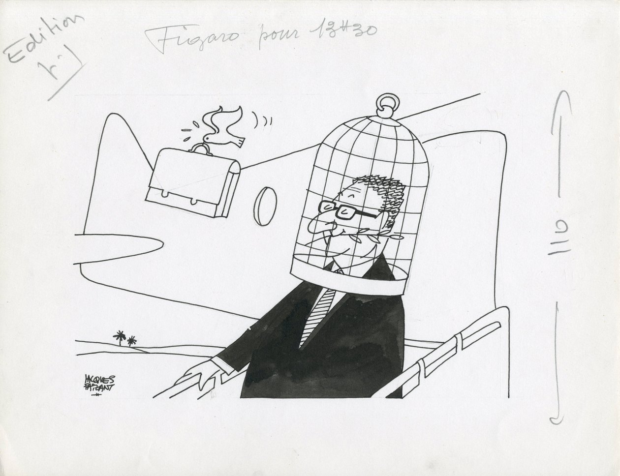 Le Figaro, fekete-fehér szatíra alkotó: Jacques Faizant