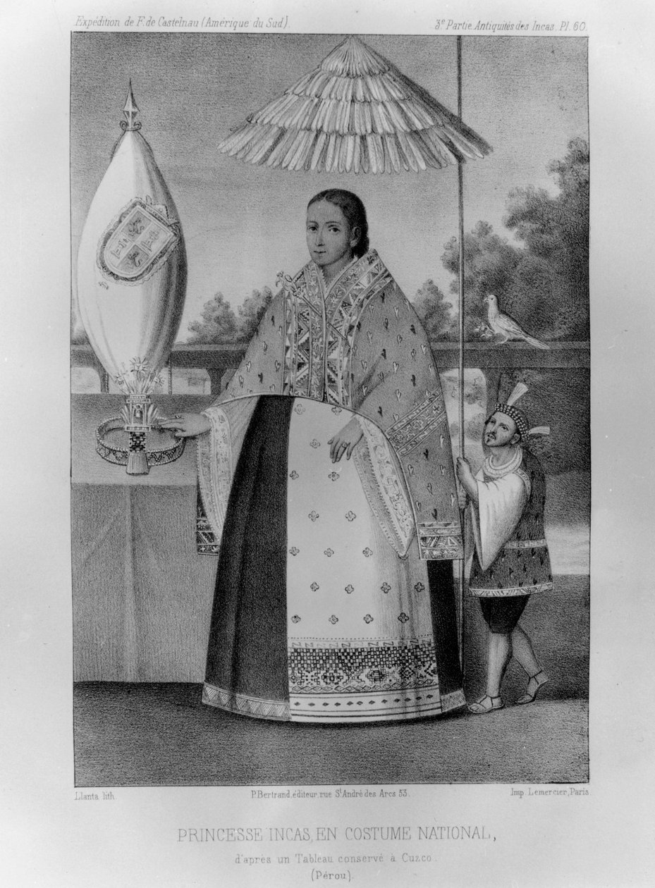 Inka hercegnő, népviselet, 1852 alkotó: Jacques Francois Gauderique Llanta