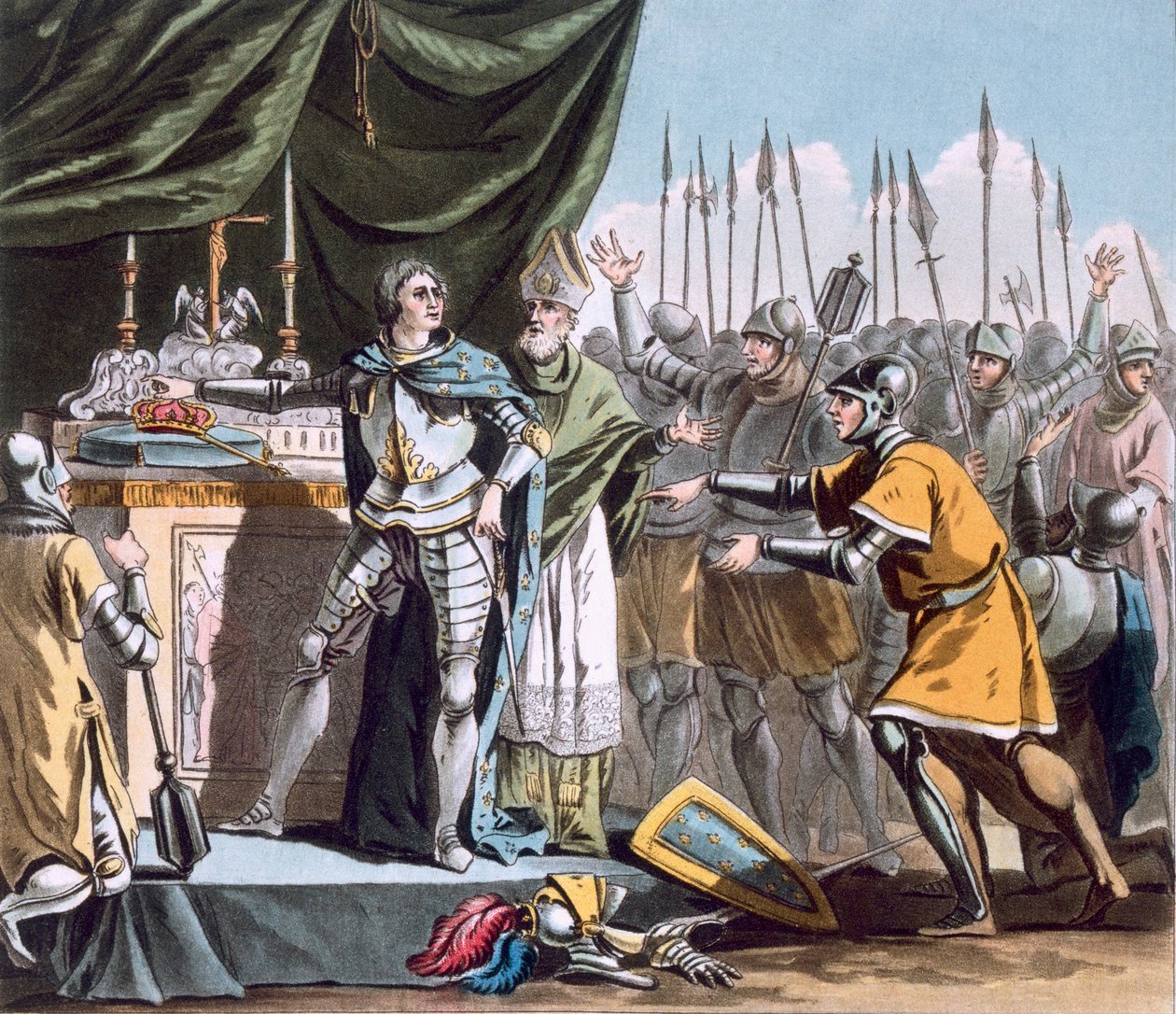 Bouvines történelmi napja 1214-ben, vésette Jean Baptiste Morret (fl. 1790-1820), 1790 alkotó: Jacques Francois Joseph Swebach