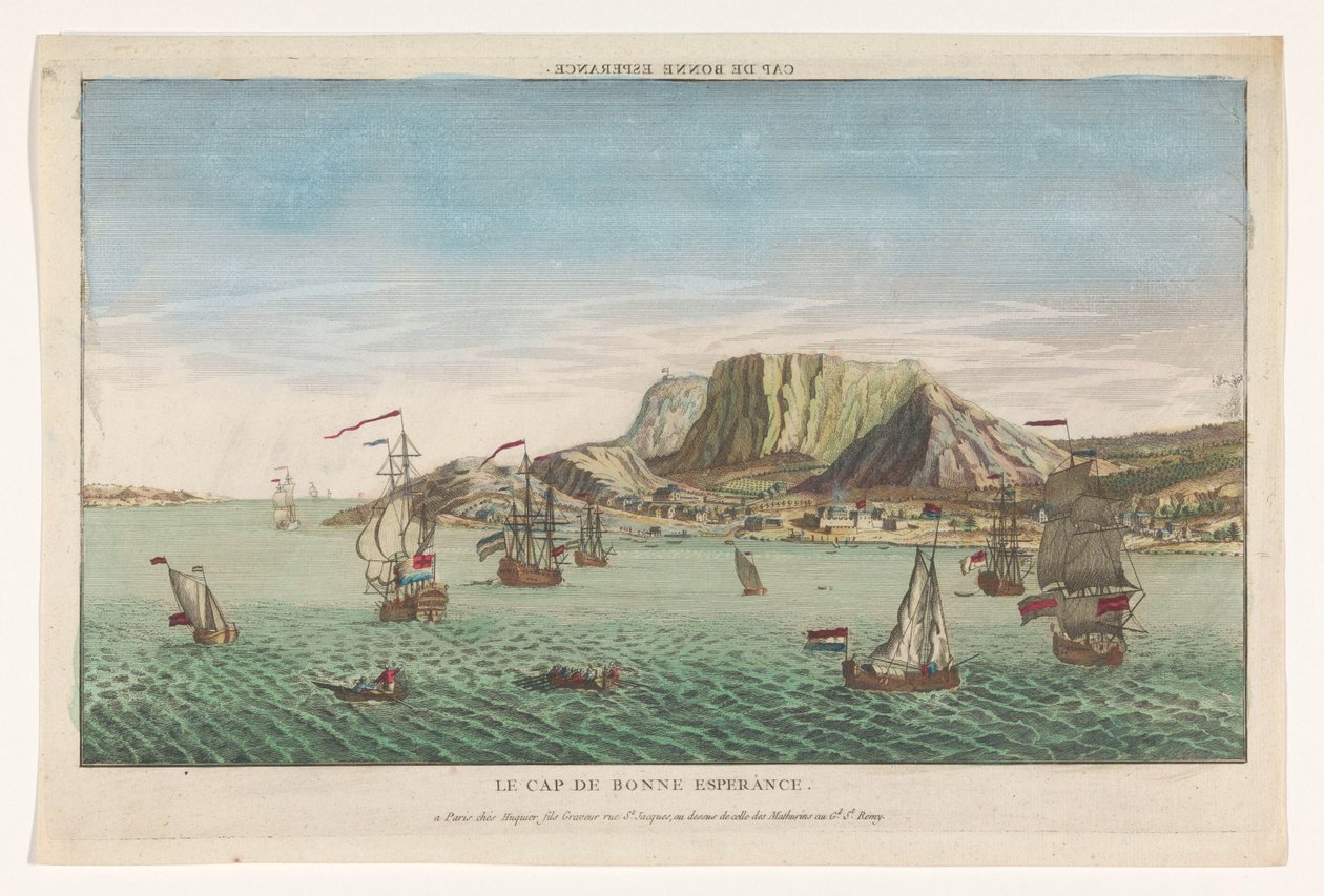 Kilátás a Jóreménység fokára Dél-Afrikában Cap de Bonne Esperance (cím az objektumon) alkotó: Jacques Gabriel Huquier