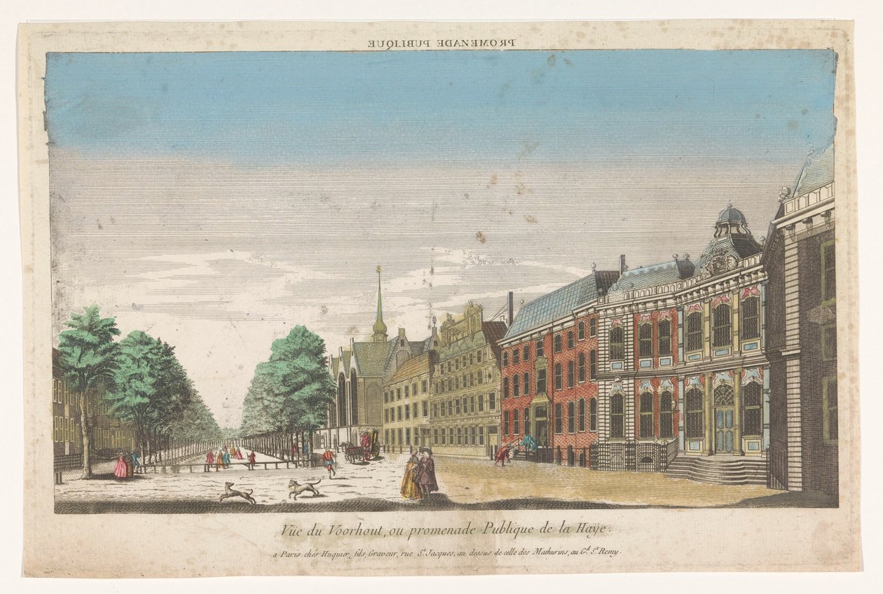 Kilátás a Lange Voorhoutra Hágában Promenade publique (cím az objektumon) alkotó: Jacques Gabriel Huquier