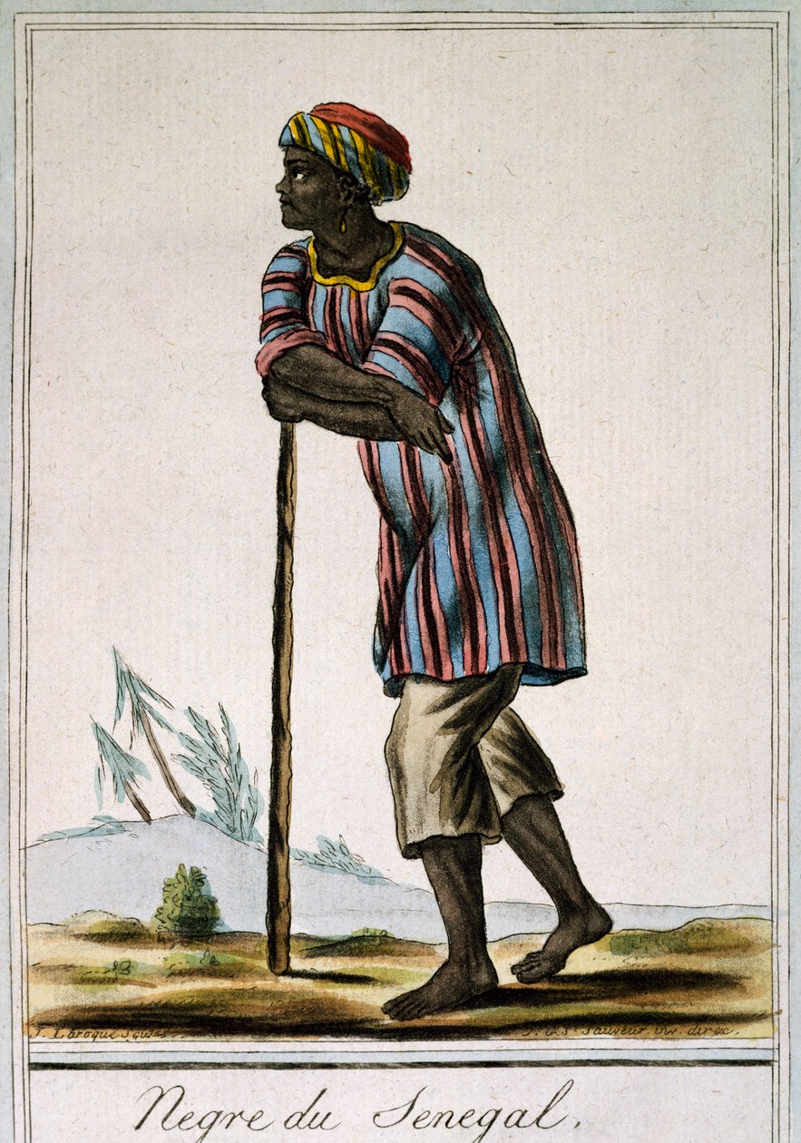 Senega Negro, színes metszet az Encyclopedia des Voyagesből, Jacques Grasset de Saint-Sauveur (1757-1810) alkotó: Jacques Grasset de Saint Sauveur