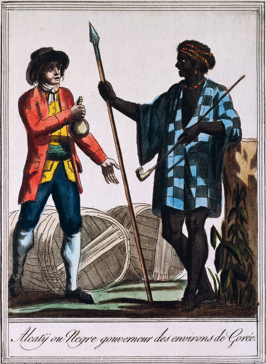Alcaty, a szenegáli Goree törzsfőnöke, metszet Labrousse rajzából (aktív 1796), az Encyclopedie des Voyagesből, Jacques Grasset de Saint-Sauveur (1757-1810) alkotó: Jacques Grasset de Saint Sauveur