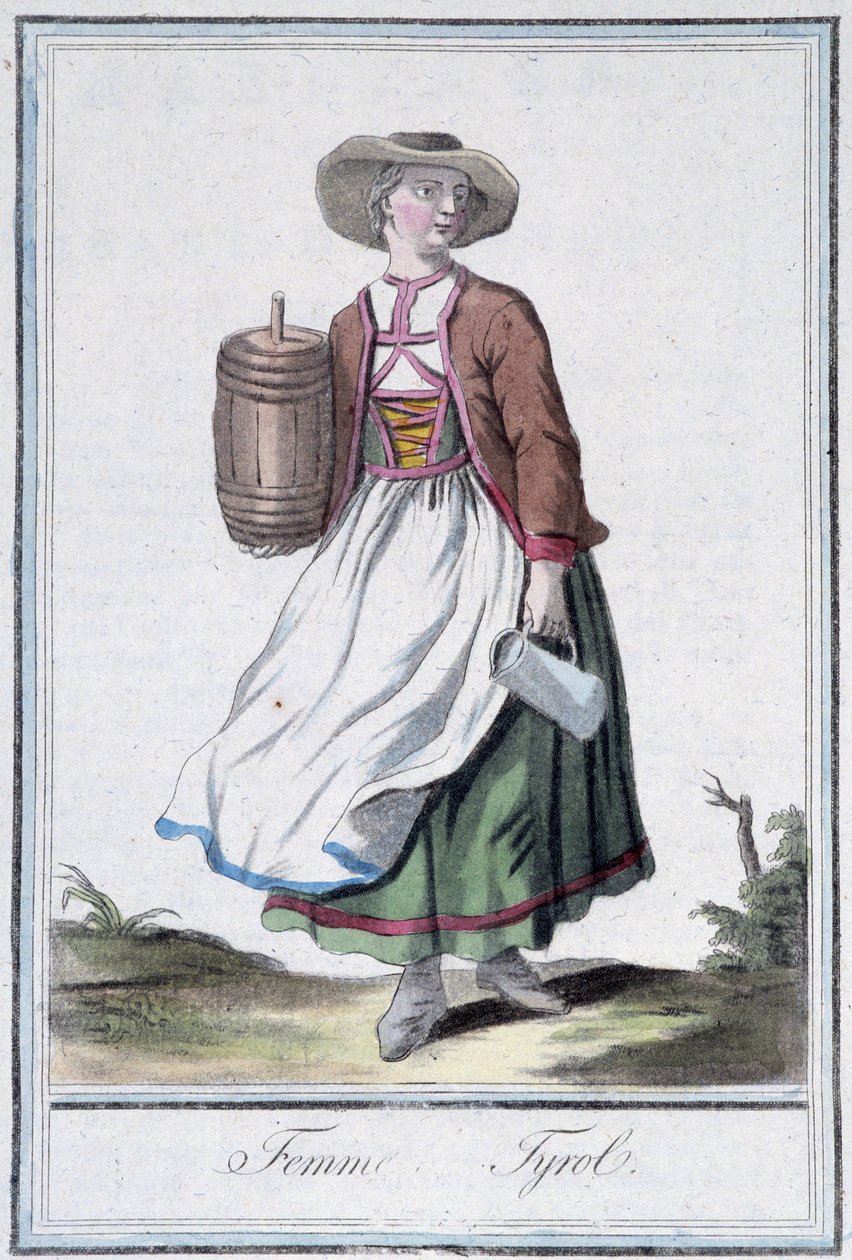 Femme of Tirol – Grasset St Sauveur „” Utazások enciklopédiájában”, szerk. 1796 alkotó: Jacques Grasset de Saint Sauveur