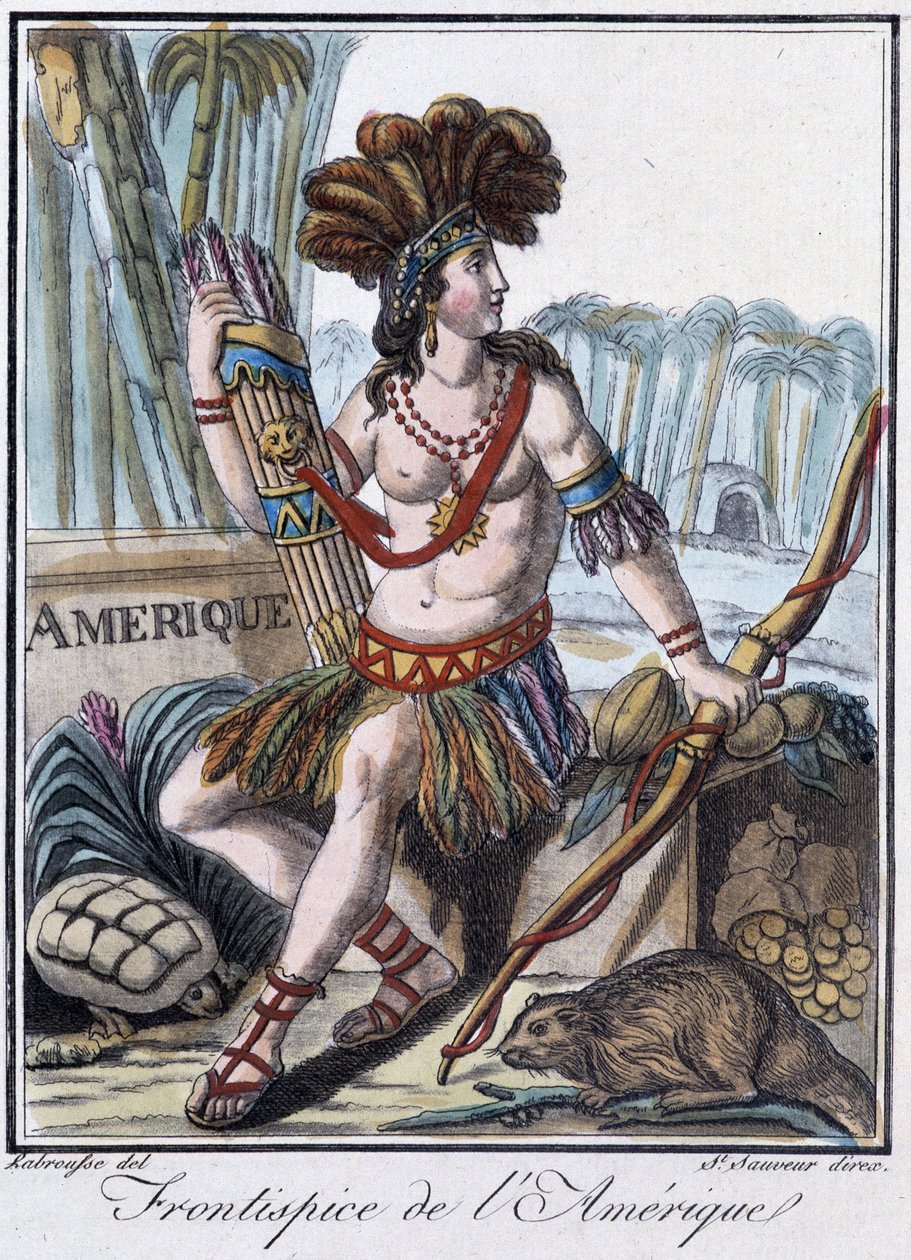 Amerika Frontispice – Grasset St Sauveur „” Utazások Encyclopediajában” – szerk. 1796 alkotó: Jacques Grasset de Saint Sauveur