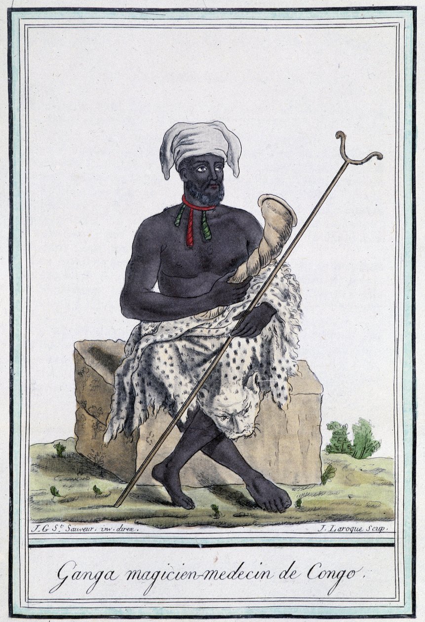 Ganga, varázslóorvos Kongóból – Grasset Saint Sauveur „” Utazások enciklopédiájában”, szerk. Párizs 1796 alkotó: Jacques Grasset de Saint Sauveur