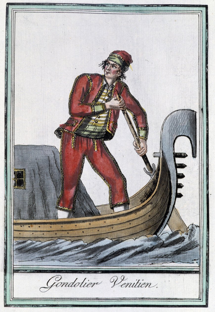 Gondolier Velencében – Grasset Saint Sauveur „” Utazások enciklopédiájában”, szerk. Párizs 1796 alkotó: Jacques Grasset de Saint Sauveur