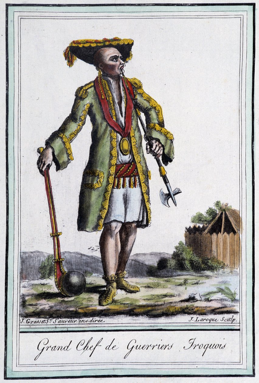 Az irokéz harcosok nagyfőnöke – Grasset St Sauveur, Párizs „” Utazások enciklopédiájában” alkotó: Jacques Grasset de Saint Sauveur
