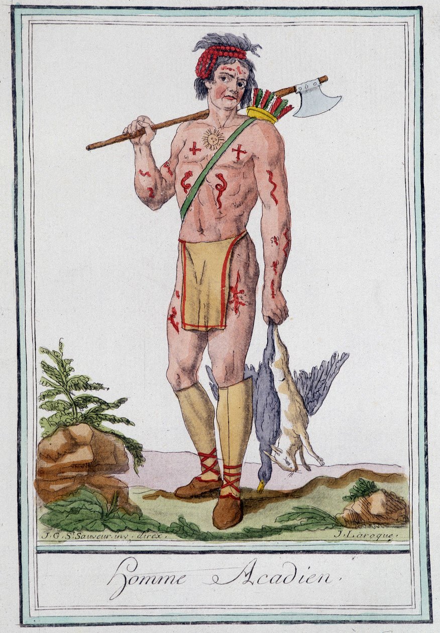 Acadian man – Grasset St Sauveur „” Utazások enciklopédiájában”, szerk. 1796 alkotó: Jacques Grasset de Saint Sauveur