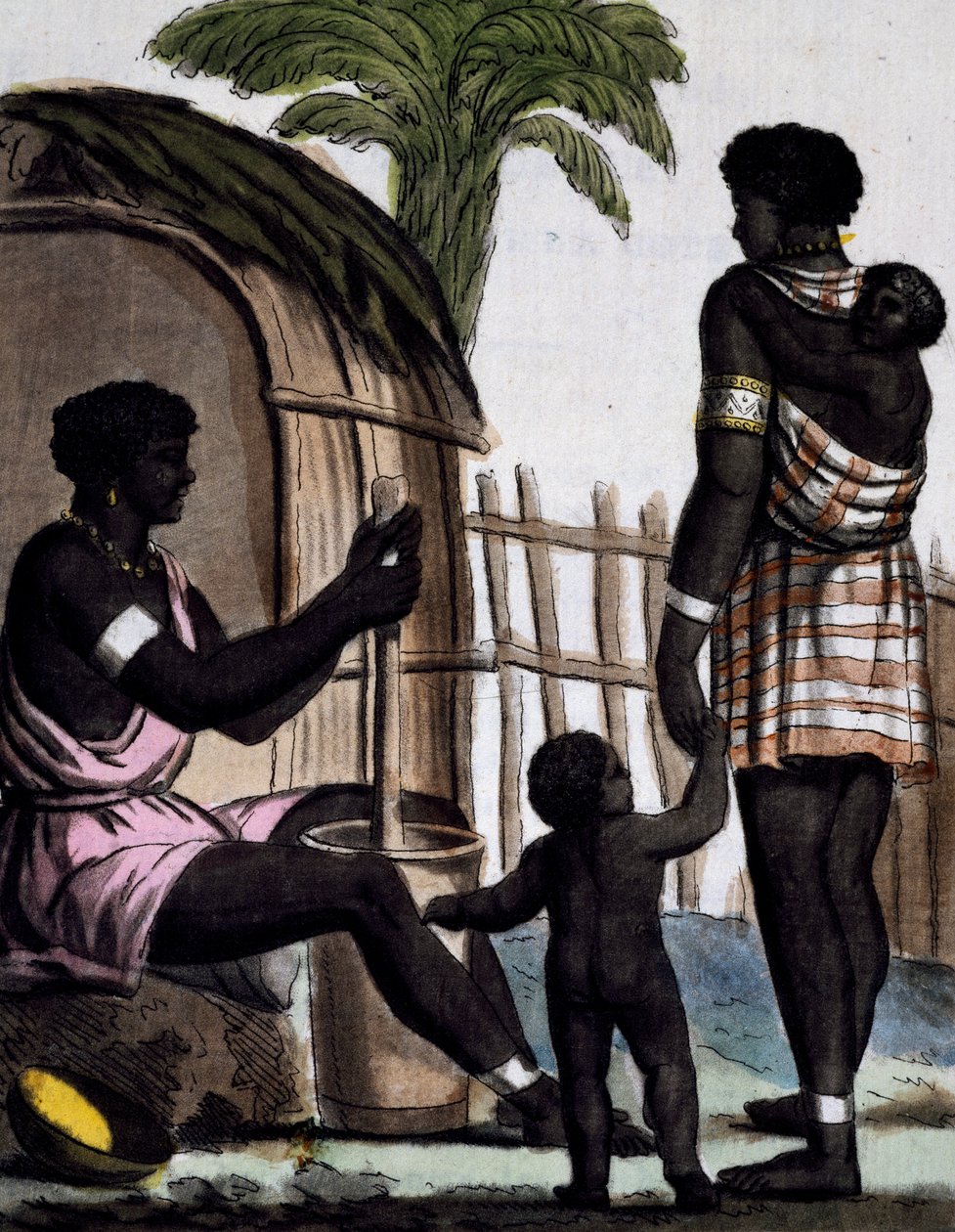 Issiniai rizsmunkás nők, színes metszet Labrousse rajzából (aktív 1796), az Encyclopedia of voyagesből, Jacques Grasset de Saint-Sauveur (1757-1810) alkotó: Jacques Grasset de Saint Sauveur