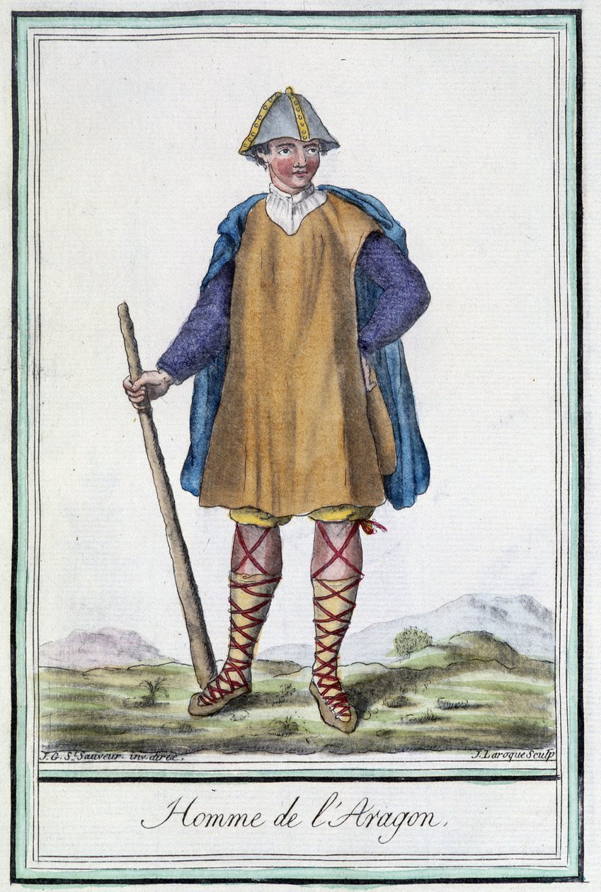 Aragóniai ember (Spanyolország) – Grasset St Sauveur „” Utazások enciklopédiájában”, szerk. 1796 alkotó: Jacques Grasset de Saint Sauveur
