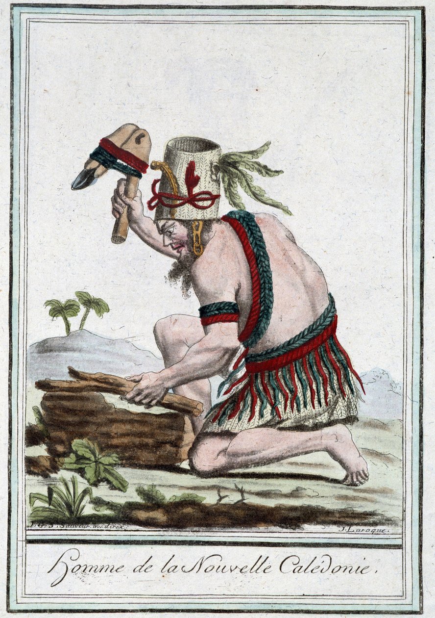 Új-Kaledónia embere – Grasset St Sauveur „” Utazások enciklopédiájában”, szerk. 1796 alkotó: Jacques Grasset de Saint Sauveur