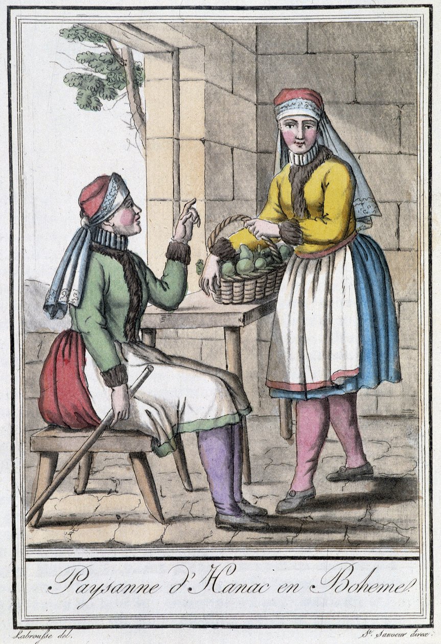 Parasztasszony Hanacból, Csehországból (Csehszlovákia) - Grasset St Sauveur, Párizs „” Utazások enciklopédiájában” alkotó: Jacques Grasset de Saint Sauveur