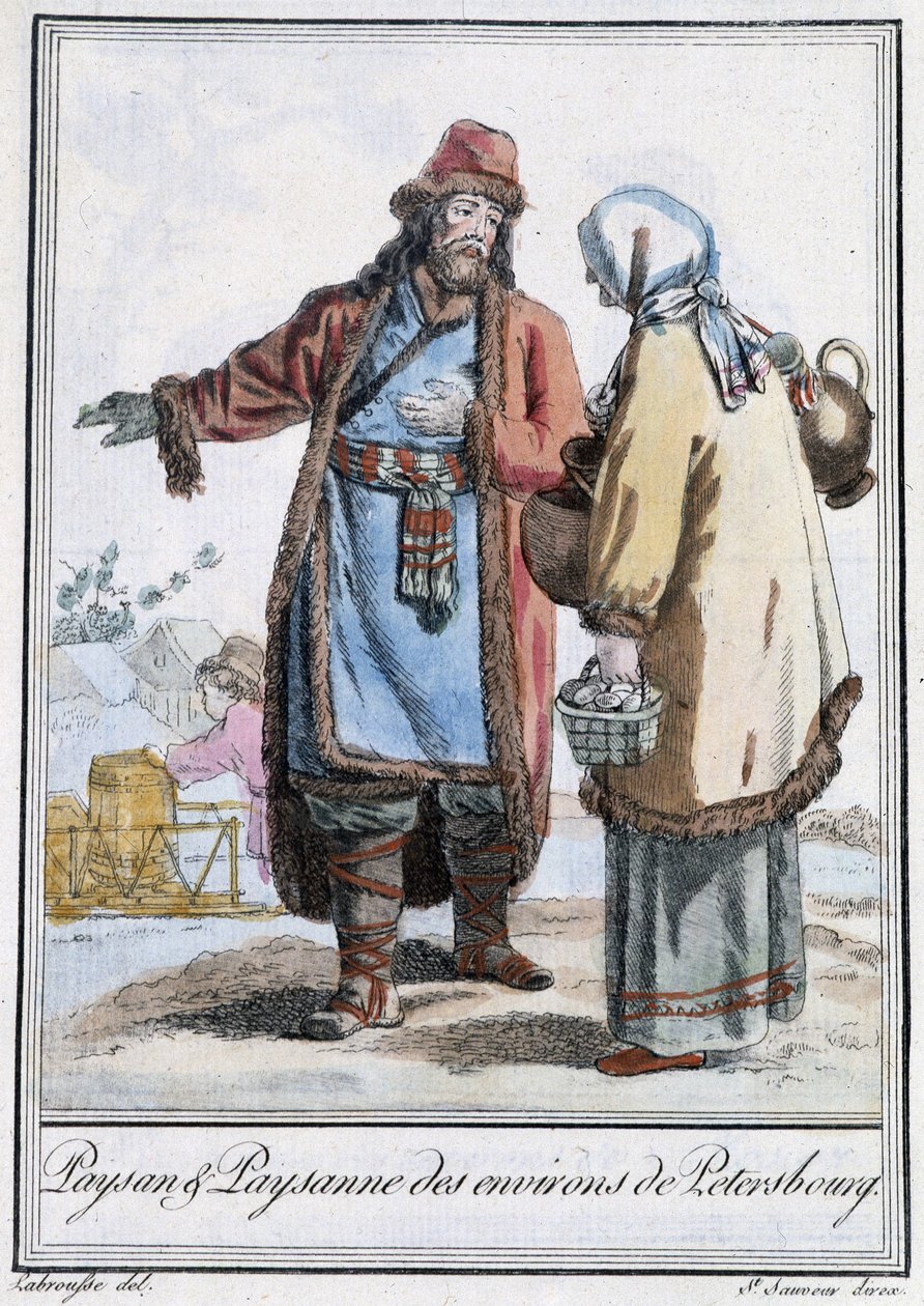 Paraszt és pétervári paraszt - Grasset St Sauveur „” Utazási enciklopédiájában”, szerk. 1796 alkotó: Jacques Grasset de Saint Sauveur