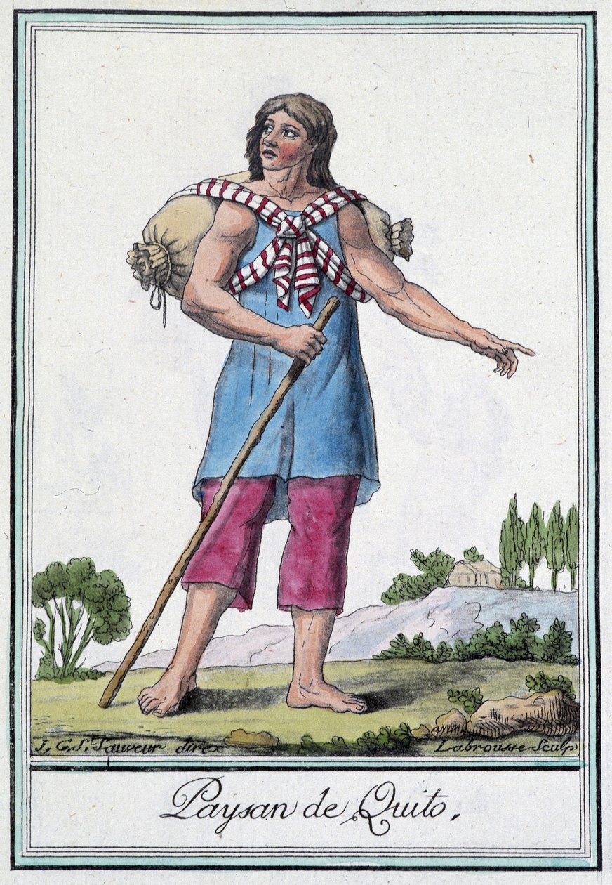 Quito paraszt (Ecuador) - Grasset St Sauveur „” Utazások enciklopédiájában”, szerk. 1796 alkotó: Jacques Grasset de Saint Sauveur