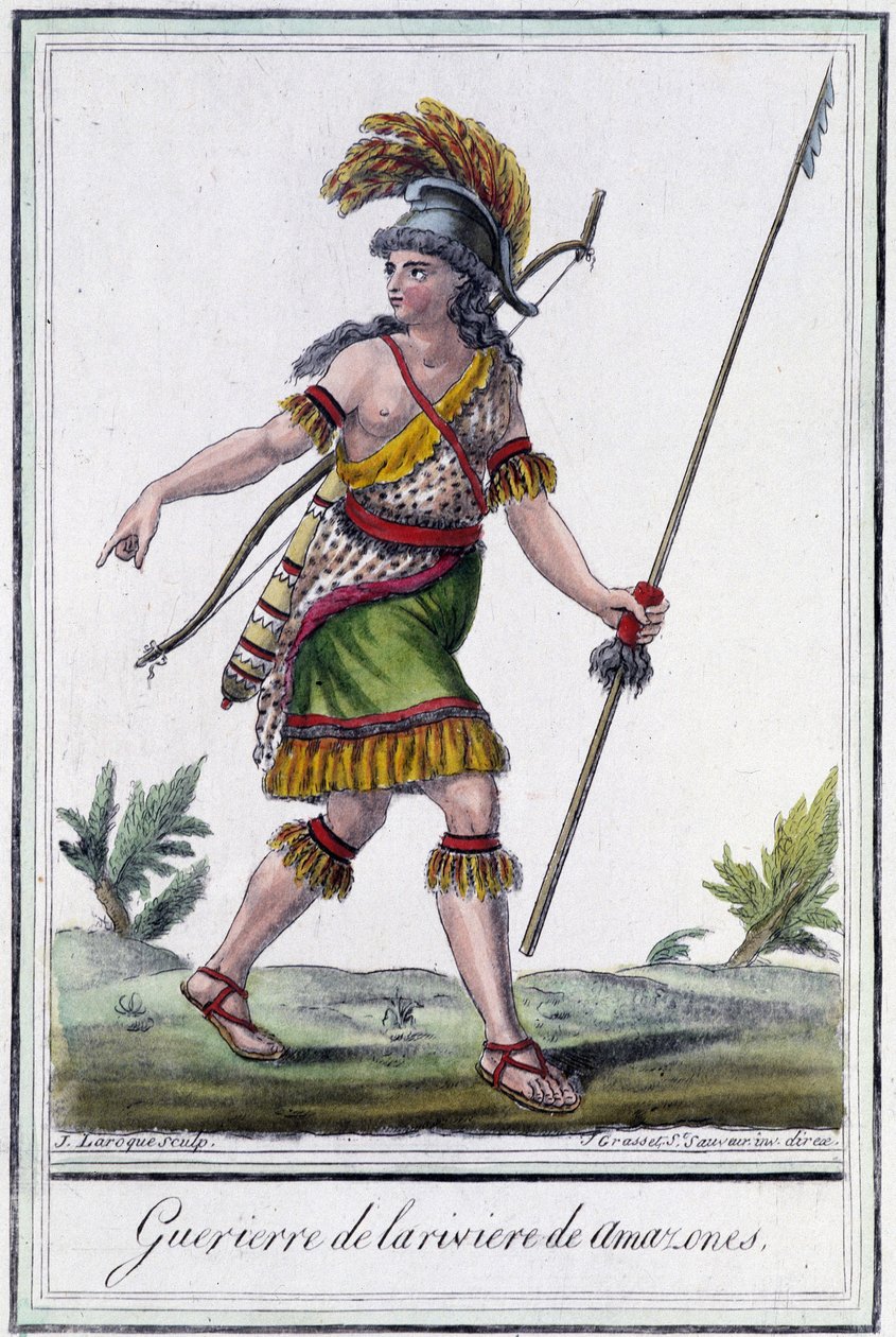 Az Amazonas folyó harcosa – Grasset St Sauveur „” Utak enciklopédiájában”, szerk. 1796 alkotó: Jacques Grasset de Saint Sauveur