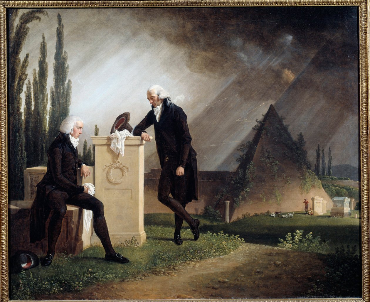 Római elégia vagy „Kettős arckép a római protestáns temetőben” A Franc Maconnerie szimbólumai láthatók. Jacques Sablet (1749-1803) festménye 1791 Brest, Musee des Beaux Arts – Római elégia vagy „” Kettős portré a protestáns temetőben alkotó: Jacques Henri Sablet