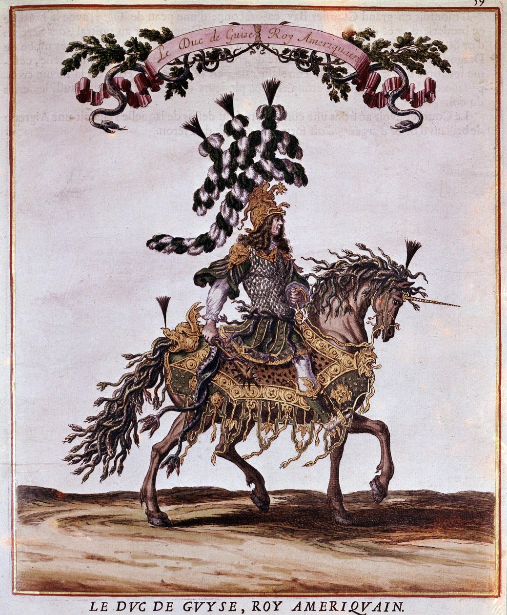 A körhinta kézirata 1662. Guise hercege az amerikai királyban, részt vesz az 1662-es körhintaban (XIV. Lajos uralkodása alatt Párizsban tartott ünnep). Illusztráció: Jacques I Bailly (1629 - 1679). alkotó: Jacques I Bailly