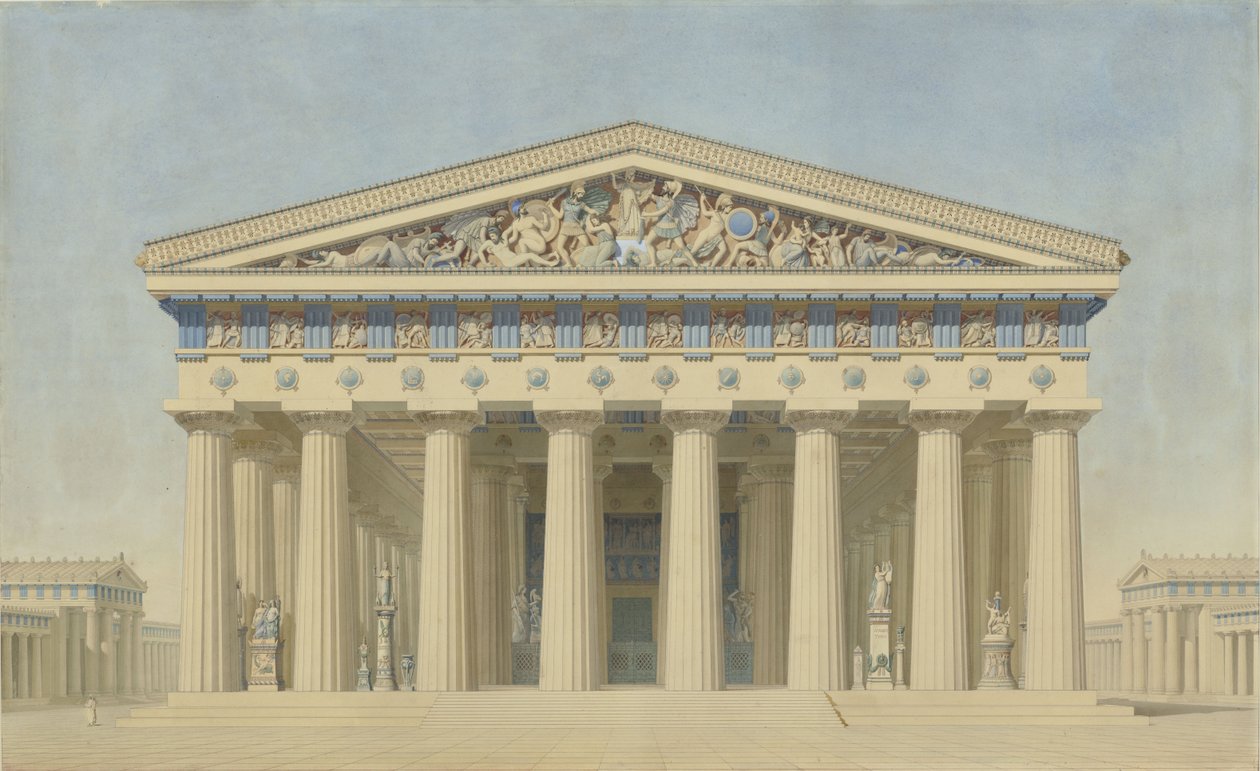 T templom Selinuntéban (Szicília), a főhomlokzat restaurált magaslata alkotó: Jacques Ignace Hittorff