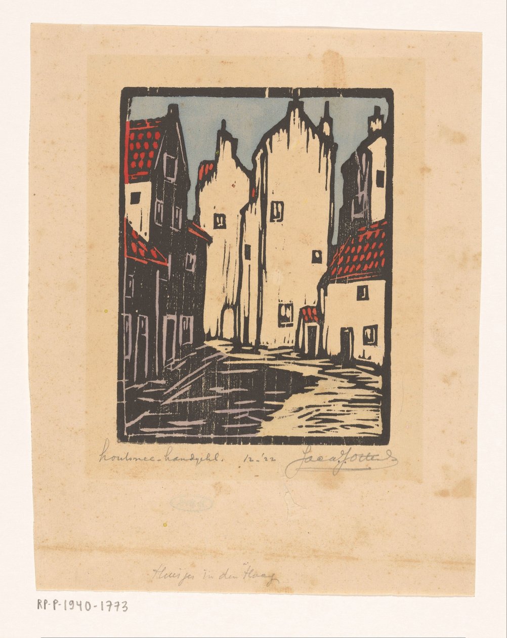 Házak Hágában (eredeti cím az objektumon) alkotó: Jacques Jeichienus Ottens (signed by artist)