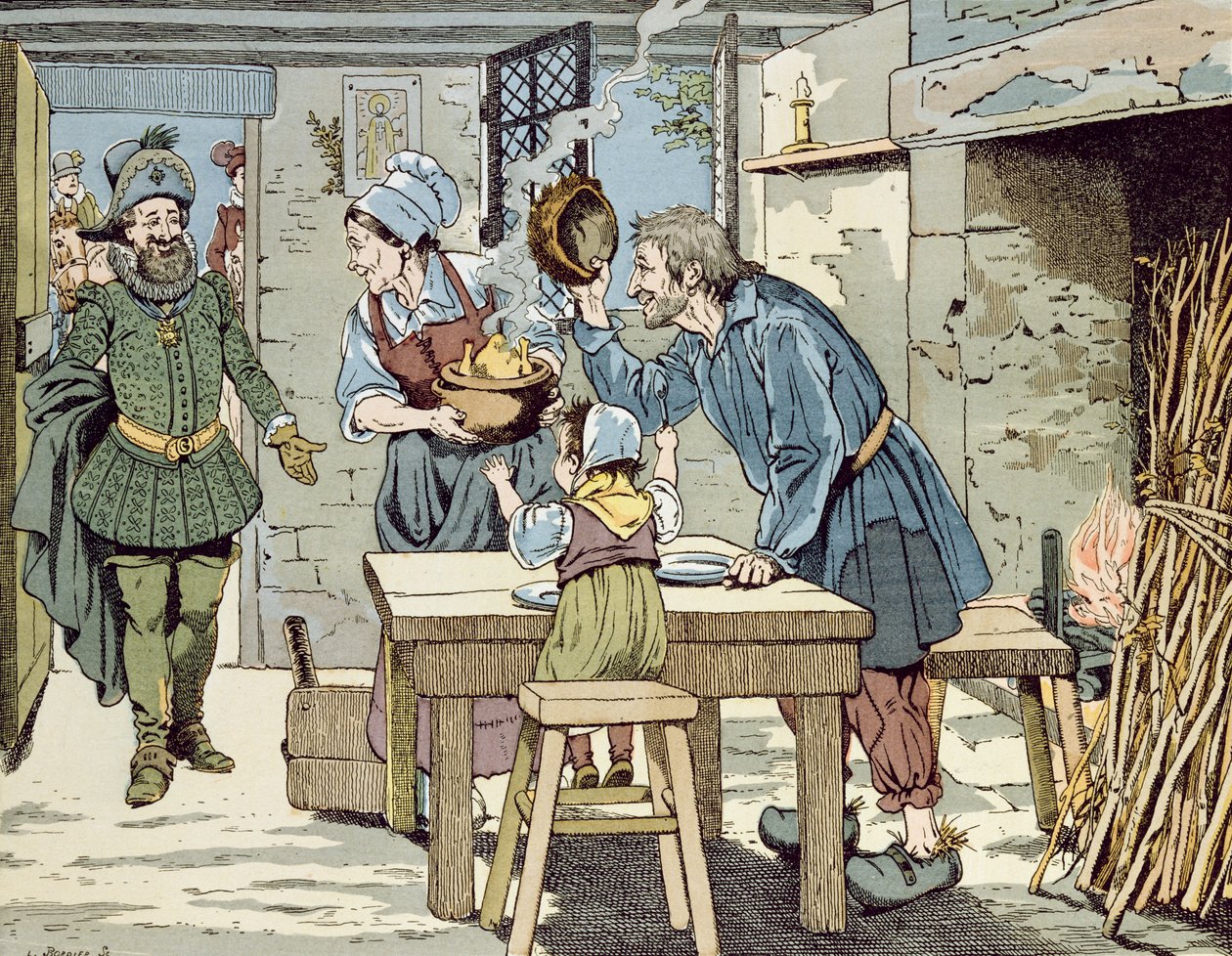 IV. Henrik, a szegények királya, aki azt akarja, hogy minden alattvalója egy csirkét kapjon vasárnapi vacsorára, 1900 körül alkotó: Jacques Marie Gaston Onfray de Breville (Job)