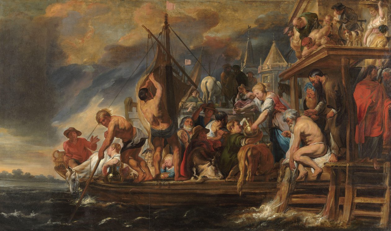 Egy komp indul, amikor Szent Péter érmét talál egy hal szájában alkotó: Jacques Jordaens