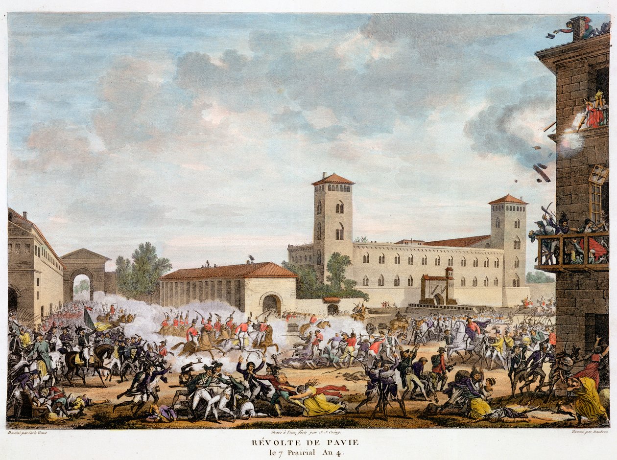 Lázadás Paviában, Olaszország 7 Prairal, 1796. május 4. alkotó: Jacques Joseph Coiny