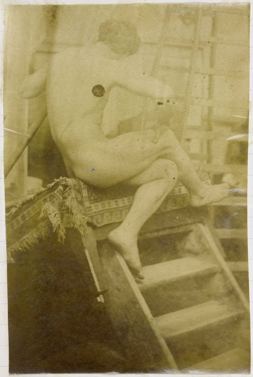 Tanulmány egy férfi meztelen modellről, hátulról nézve, és egy lépcsőn ül Jacques de Lalaing stúdiójában alkotó: Jacques Lalaing (attributed to)
